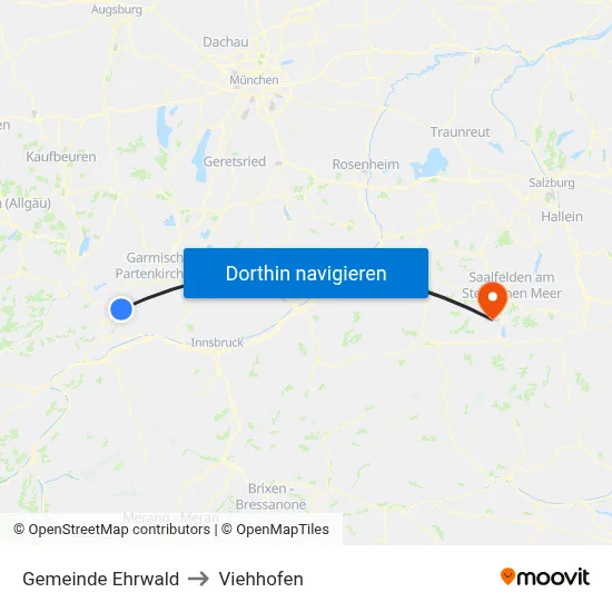 Gemeinde Ehrwald to Viehhofen map
