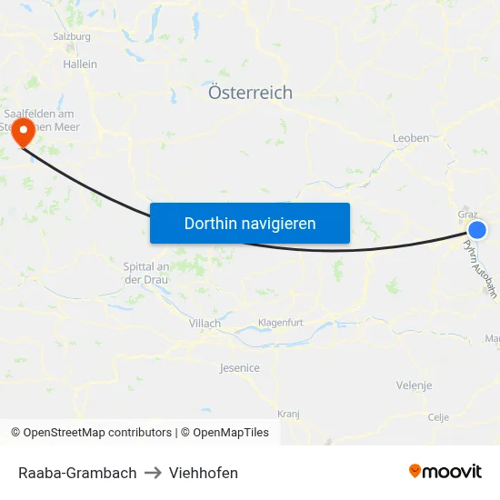 Raaba-Grambach to Viehhofen map