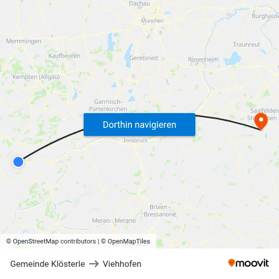 Gemeinde Klösterle to Viehhofen map