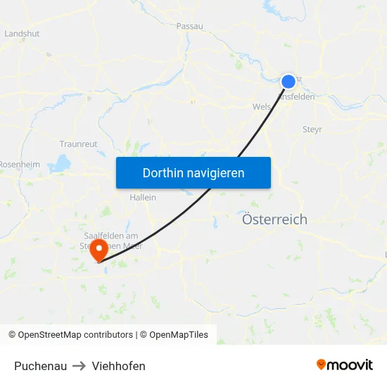 Puchenau to Viehhofen map