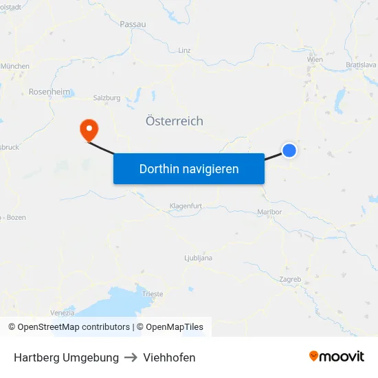 Hartberg Umgebung to Viehhofen map
