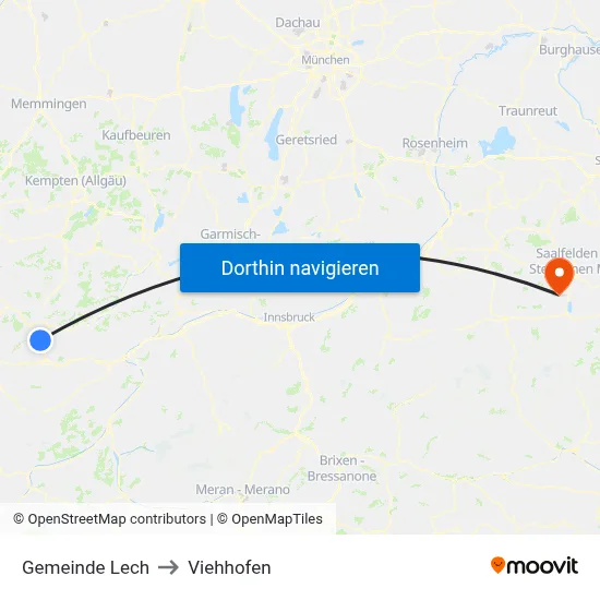 Gemeinde Lech to Viehhofen map