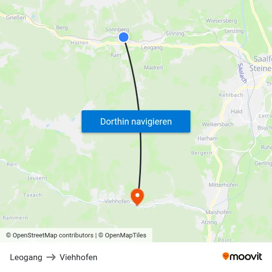 Leogang to Viehhofen map