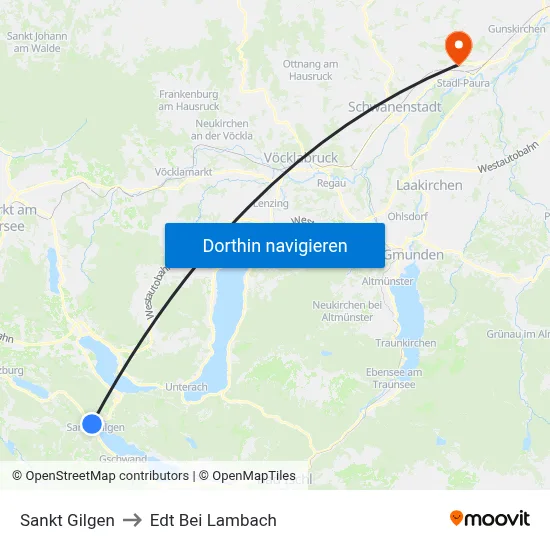 Sankt Gilgen to Edt Bei Lambach map