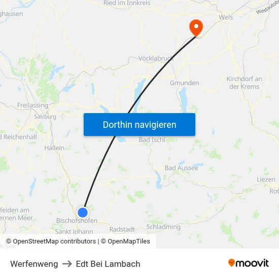 Werfenweng to Edt Bei Lambach map