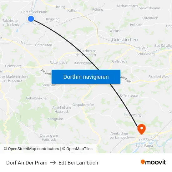 Dorf An Der Pram to Edt Bei Lambach map
