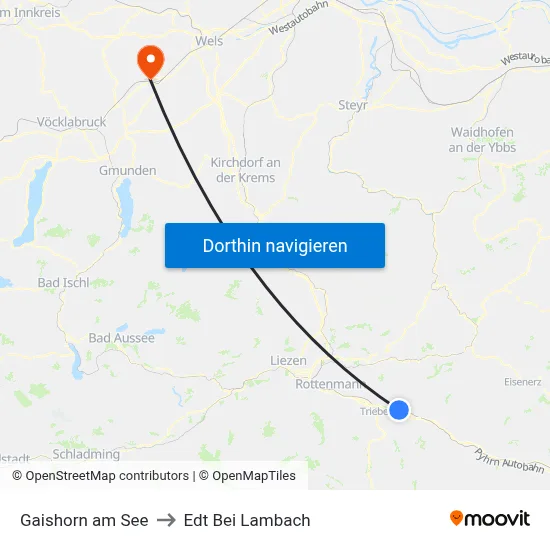 Gaishorn am See to Edt Bei Lambach map