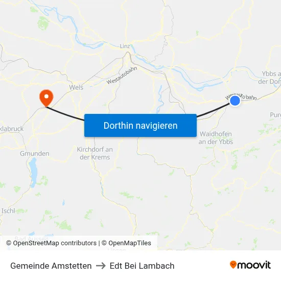 Gemeinde Amstetten to Edt Bei Lambach map