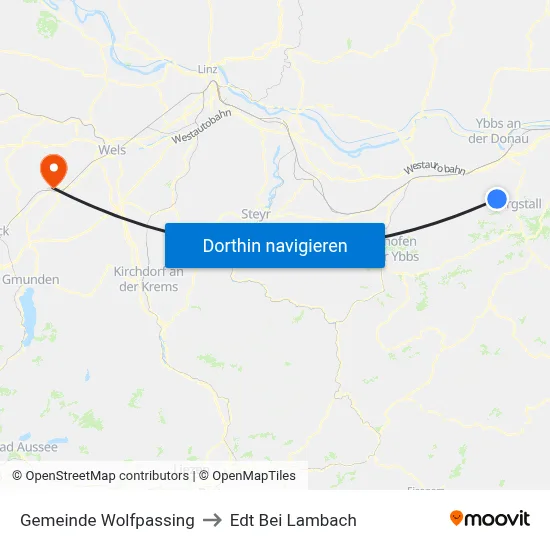 Gemeinde Wolfpassing to Edt Bei Lambach map