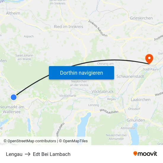 Lengau to Edt Bei Lambach map