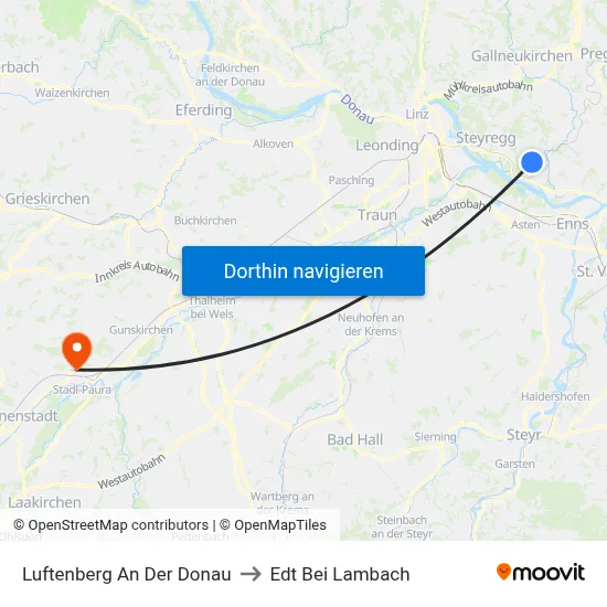 Luftenberg An Der Donau to Edt Bei Lambach map