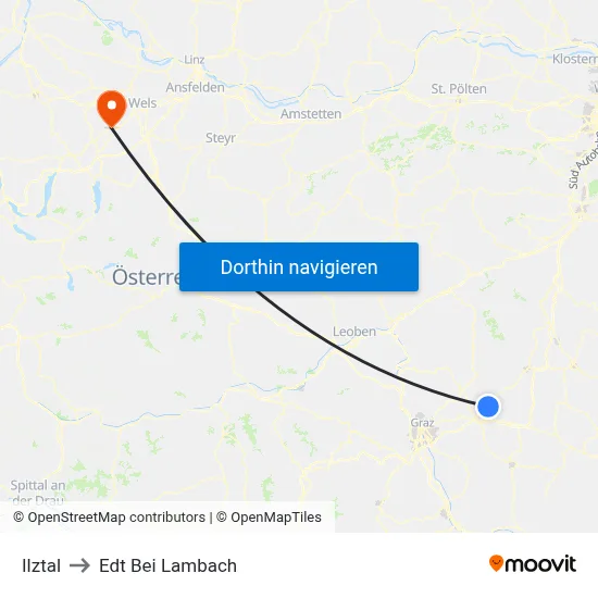 Ilztal to Edt Bei Lambach map
