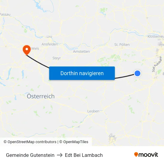 Gemeinde Gutenstein to Edt Bei Lambach map
