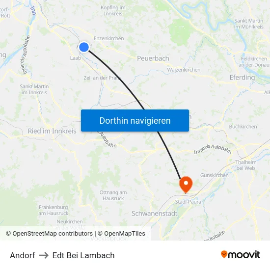 Andorf to Edt Bei Lambach map