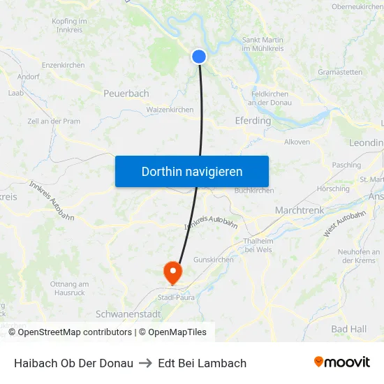 Haibach Ob Der Donau to Edt Bei Lambach map
