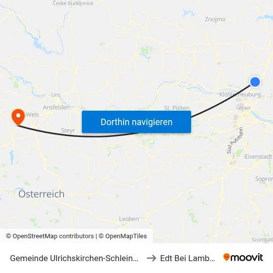 Gemeinde Ulrichskirchen-Schleinbach to Edt Bei Lambach map
