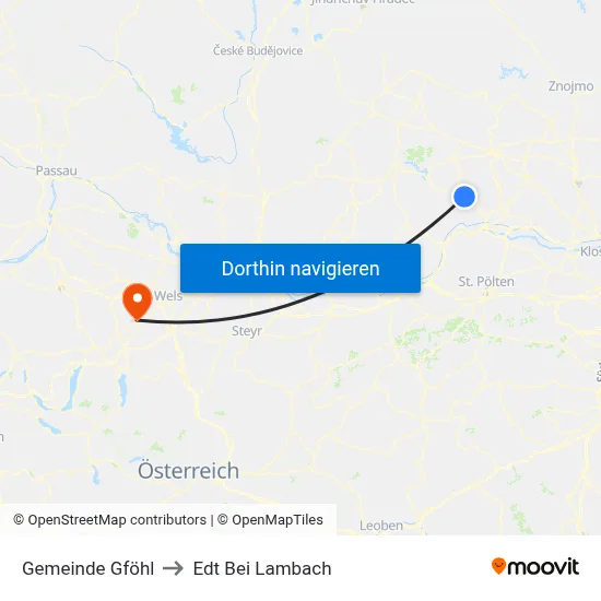 Gemeinde Gföhl to Edt Bei Lambach map