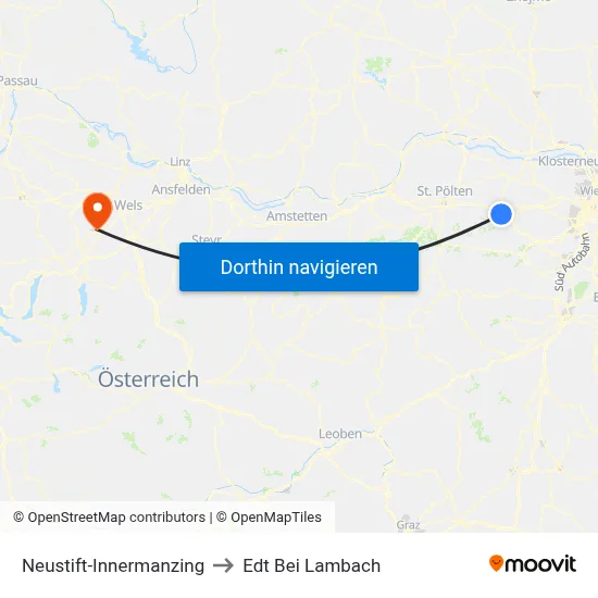 Neustift-Innermanzing to Edt Bei Lambach map