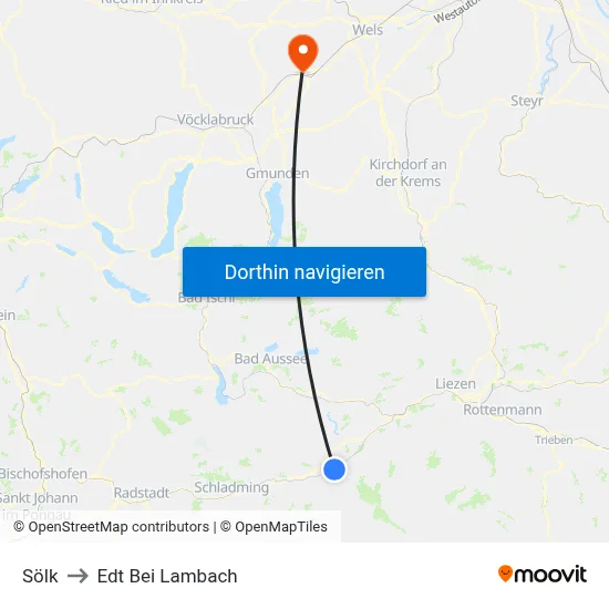 Sölk to Edt Bei Lambach map