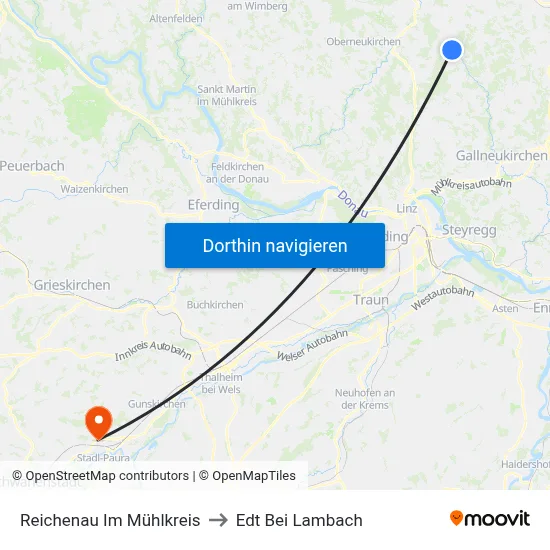 Reichenau Im Mühlkreis to Edt Bei Lambach map