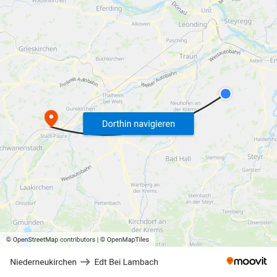 Niederneukirchen to Edt Bei Lambach map