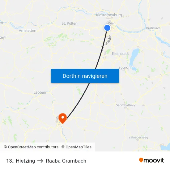 13., Hietzing to Raaba-Grambach map