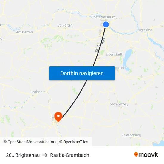 20., Brigittenau to Raaba-Grambach map