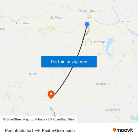 Perchtoldsdorf to Raaba-Grambach map
