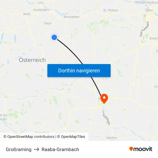Großraming to Raaba-Grambach map