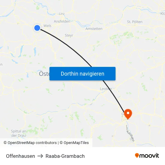 Offenhausen to Raaba-Grambach map