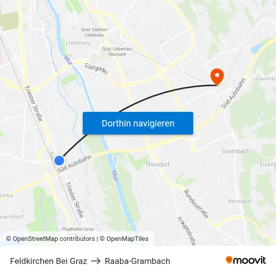 Feldkirchen Bei Graz to Raaba-Grambach map