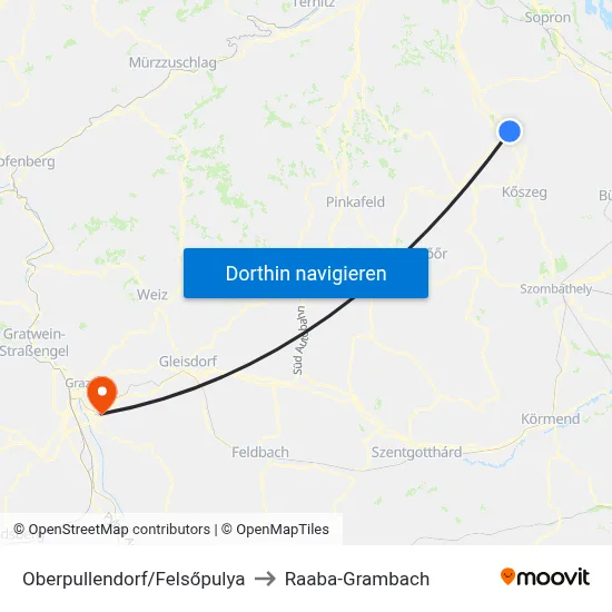 Oberpullendorf/Felsőpulya to Raaba-Grambach map