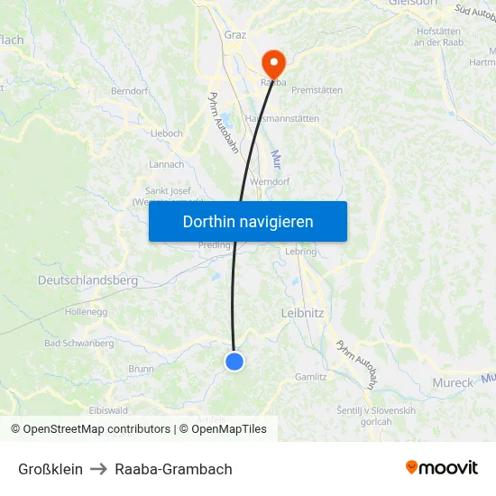 Großklein to Raaba-Grambach map