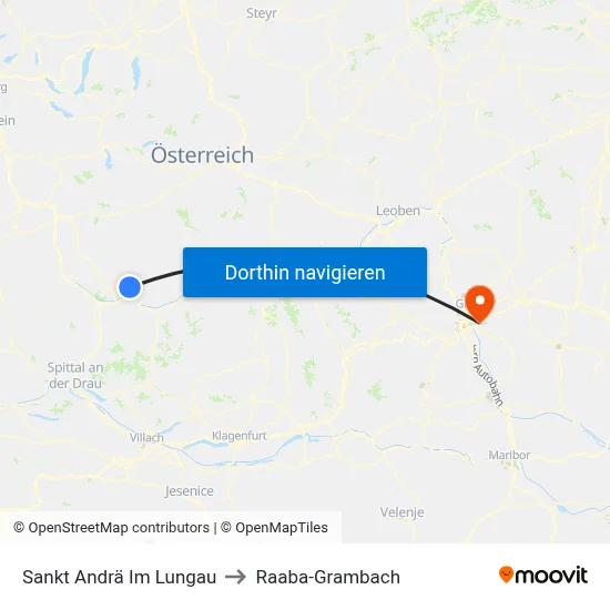 Sankt Andrä Im Lungau to Raaba-Grambach map