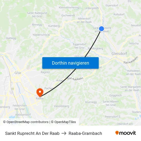 Sankt Ruprecht An Der Raab to Raaba-Grambach map