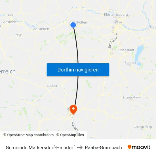 Gemeinde Markersdorf-Haindorf to Raaba-Grambach map