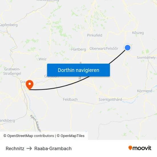 Rechnitz to Raaba-Grambach map