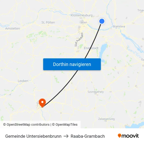 Gemeinde Untersiebenbrunn to Raaba-Grambach map