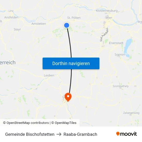 Gemeinde Bischofstetten to Raaba-Grambach map