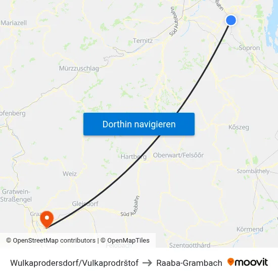 Wulkaprodersdorf/Vulkaprodrštof to Raaba-Grambach map