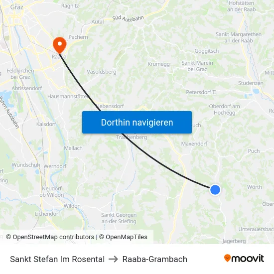 Sankt Stefan Im Rosental to Raaba-Grambach map