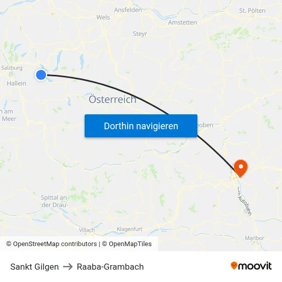 Sankt Gilgen to Raaba-Grambach map