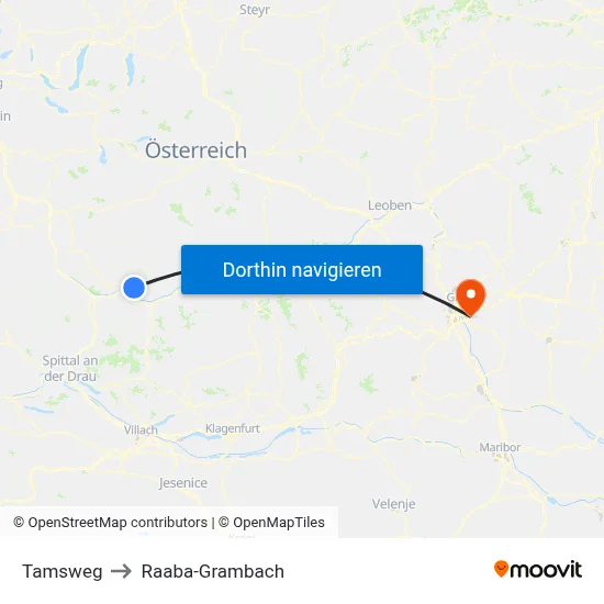 Tamsweg to Raaba-Grambach map