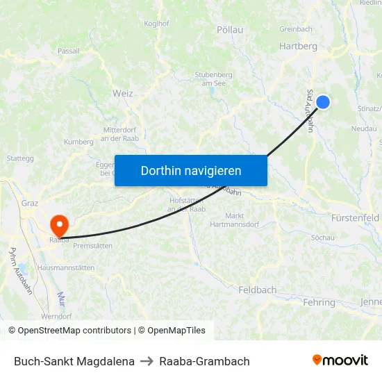 Buch-Sankt Magdalena to Raaba-Grambach map