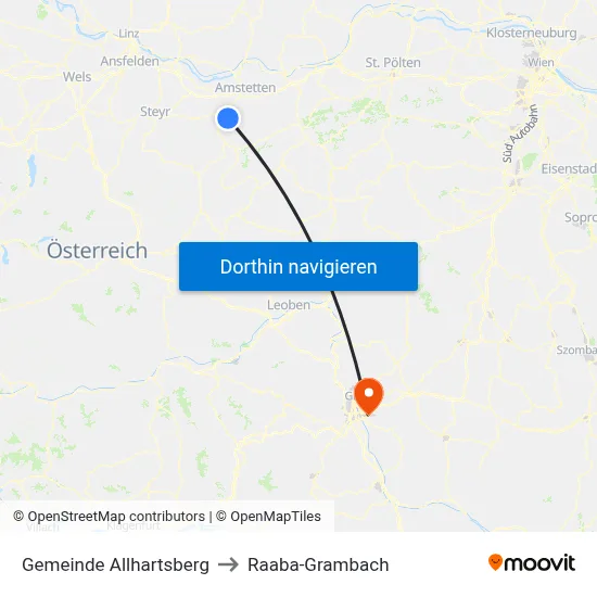 Gemeinde Allhartsberg to Raaba-Grambach map