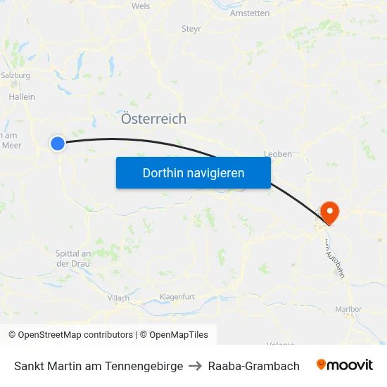 Sankt Martin am Tennengebirge to Raaba-Grambach map