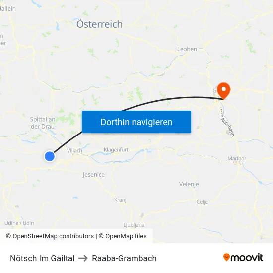 Nötsch Im Gailtal to Raaba-Grambach map
