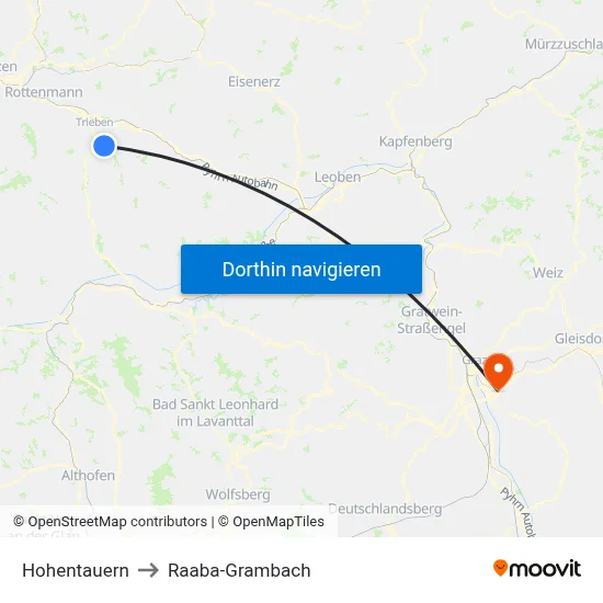 Hohentauern to Raaba-Grambach map