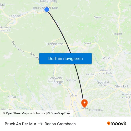 Bruck An Der Mur to Raaba-Grambach map