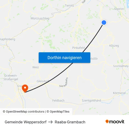 Gemeinde Weppersdorf to Raaba-Grambach map